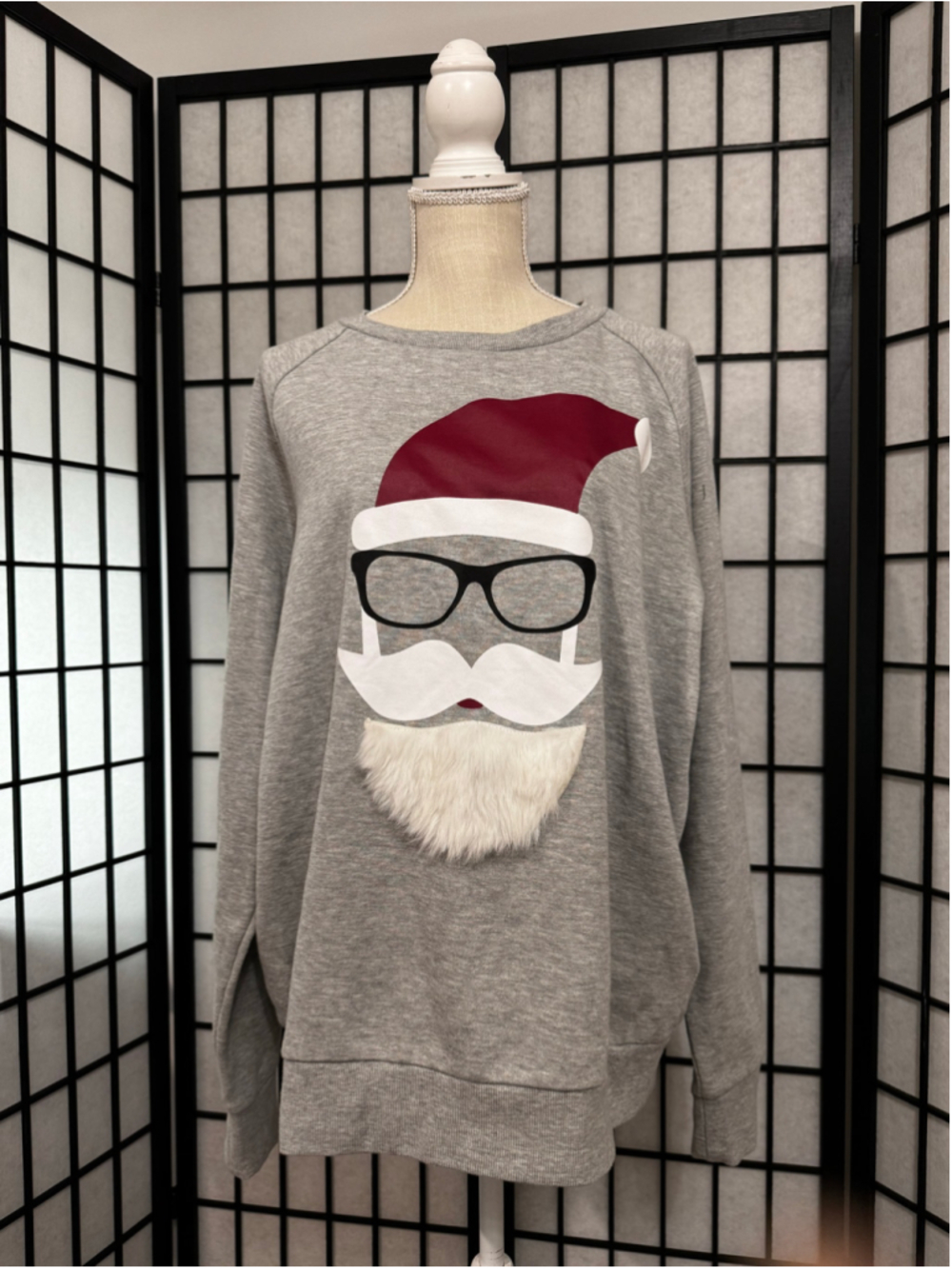 Women's Primark Christmas Santa Graphic Sweatshirt Grey XL